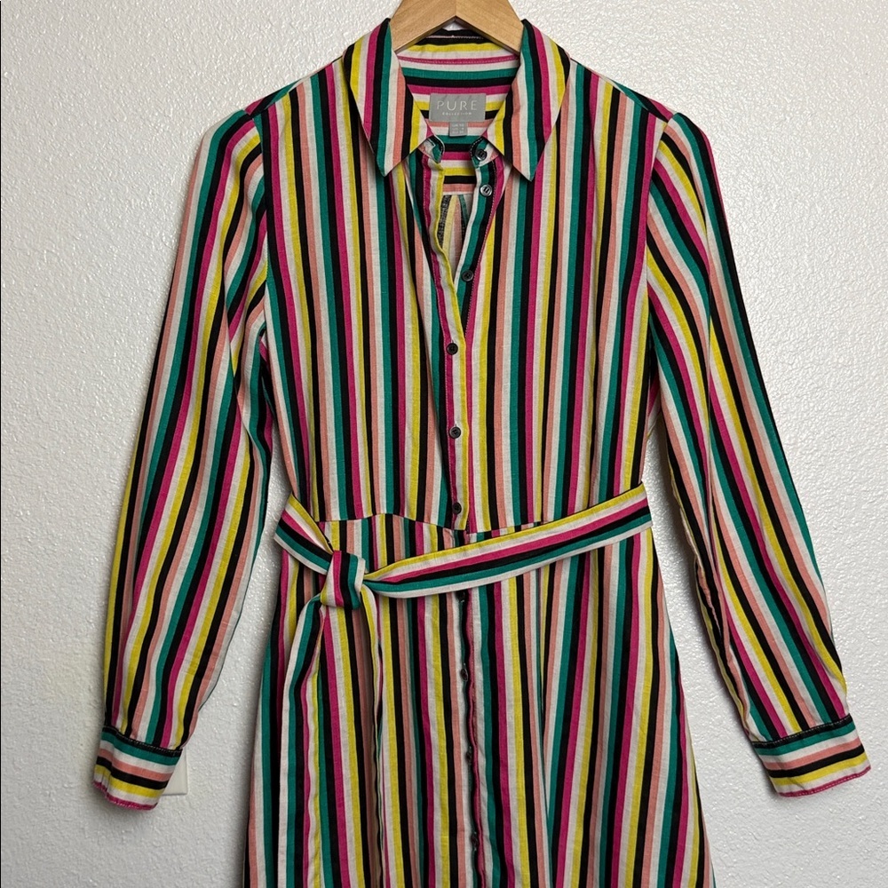 Pure Collection Multicolor Striped Long Sleeve Dress Size 10 - Picture 3 of 12